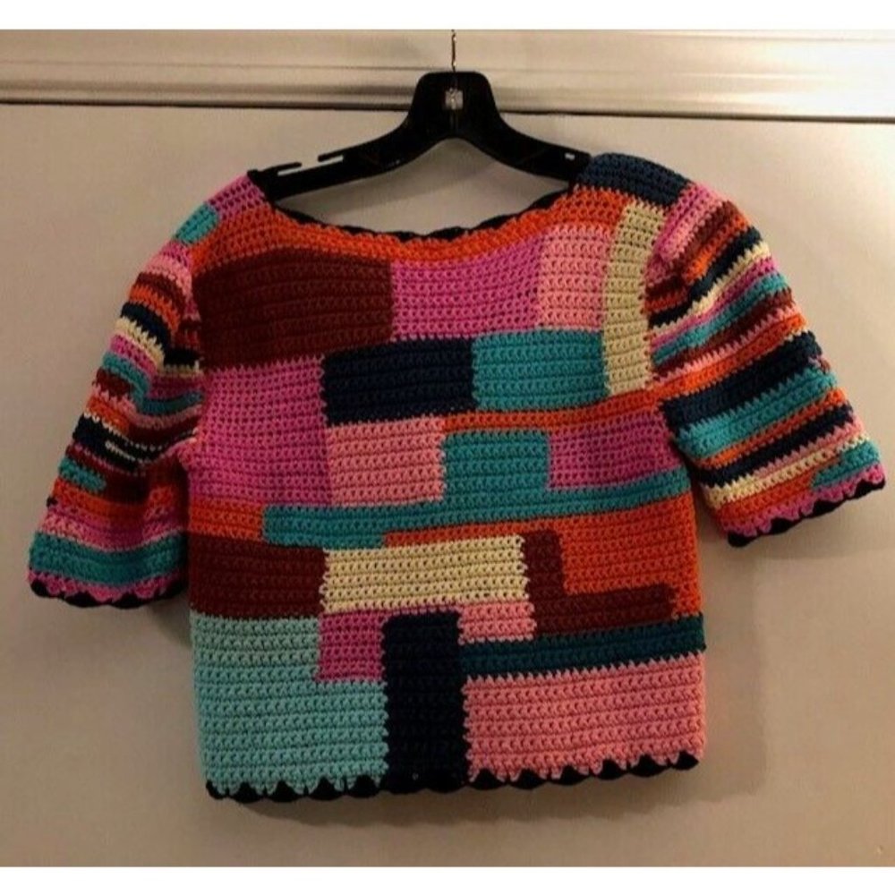NWT $315 TACH TINI CROCHET MULTI COLORBLOCK STRIPE HAND KNIT CARDIAN  SIZE XS - Picture 16 of 16